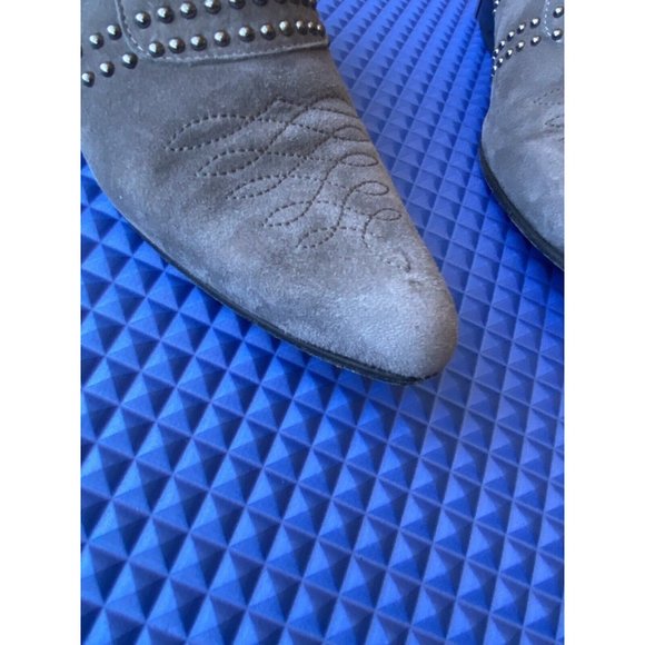 Anine Bing Low Charlie Gray Studded Suede Ankle Boot - Picture 10 of 12